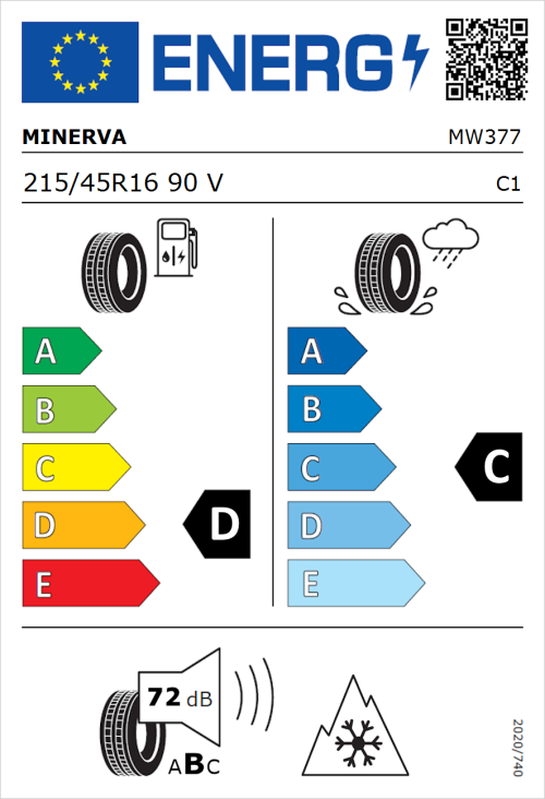 Tyre Label for Minerva Frostrack HP 215/45R16 90V